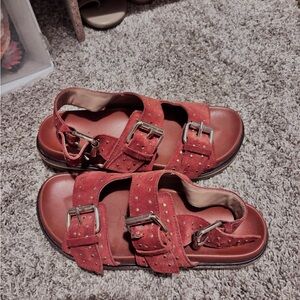 Red Sandals with Buckles